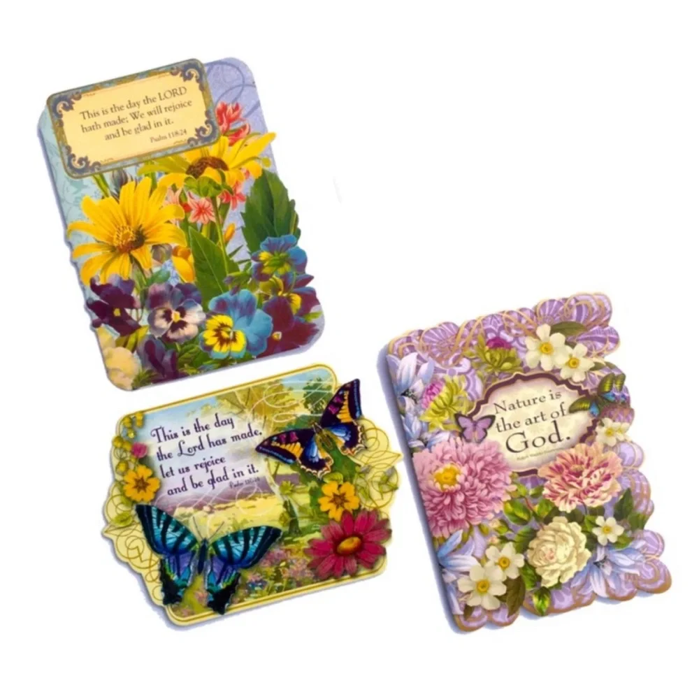Punch Studio Butterfly Garden Die-Cut Ephemera Scripture Note Cards, 3ct (67122)